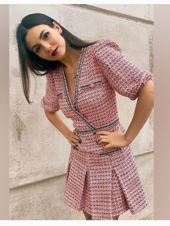 Maje Dresses & Skirts - NWT Maje Renetia Tweed Puff-sleeve Minidress in Pink Large